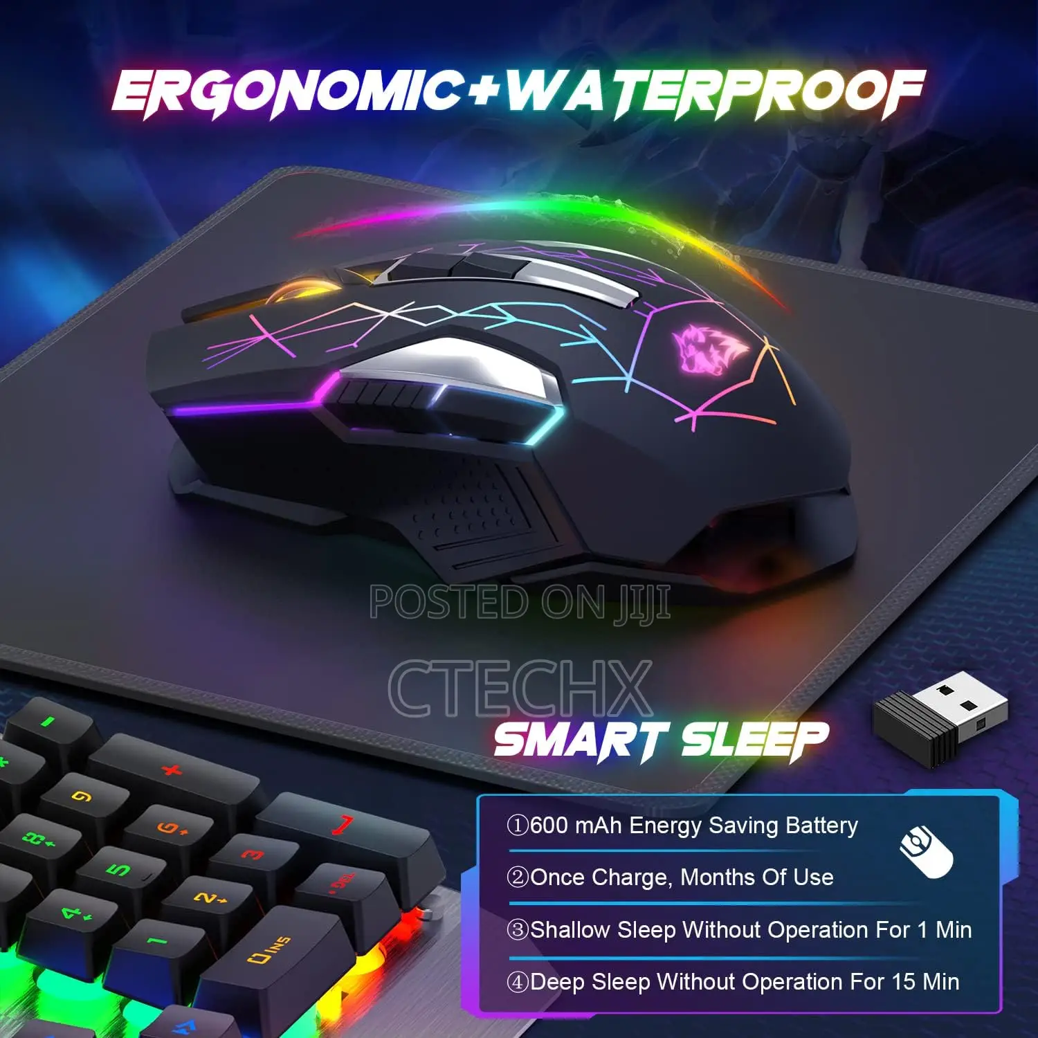 X18 Wireless Gaming Mouse 2.4g, Rechargable-xg502