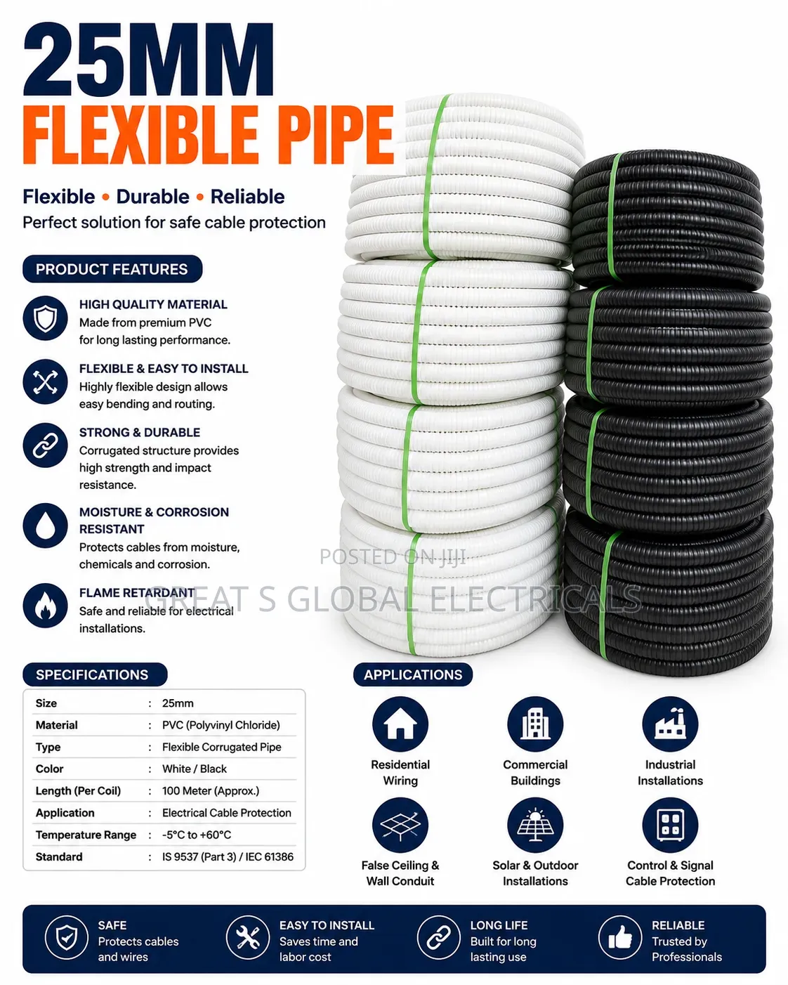 25mm Flexible Corrugated Pipe