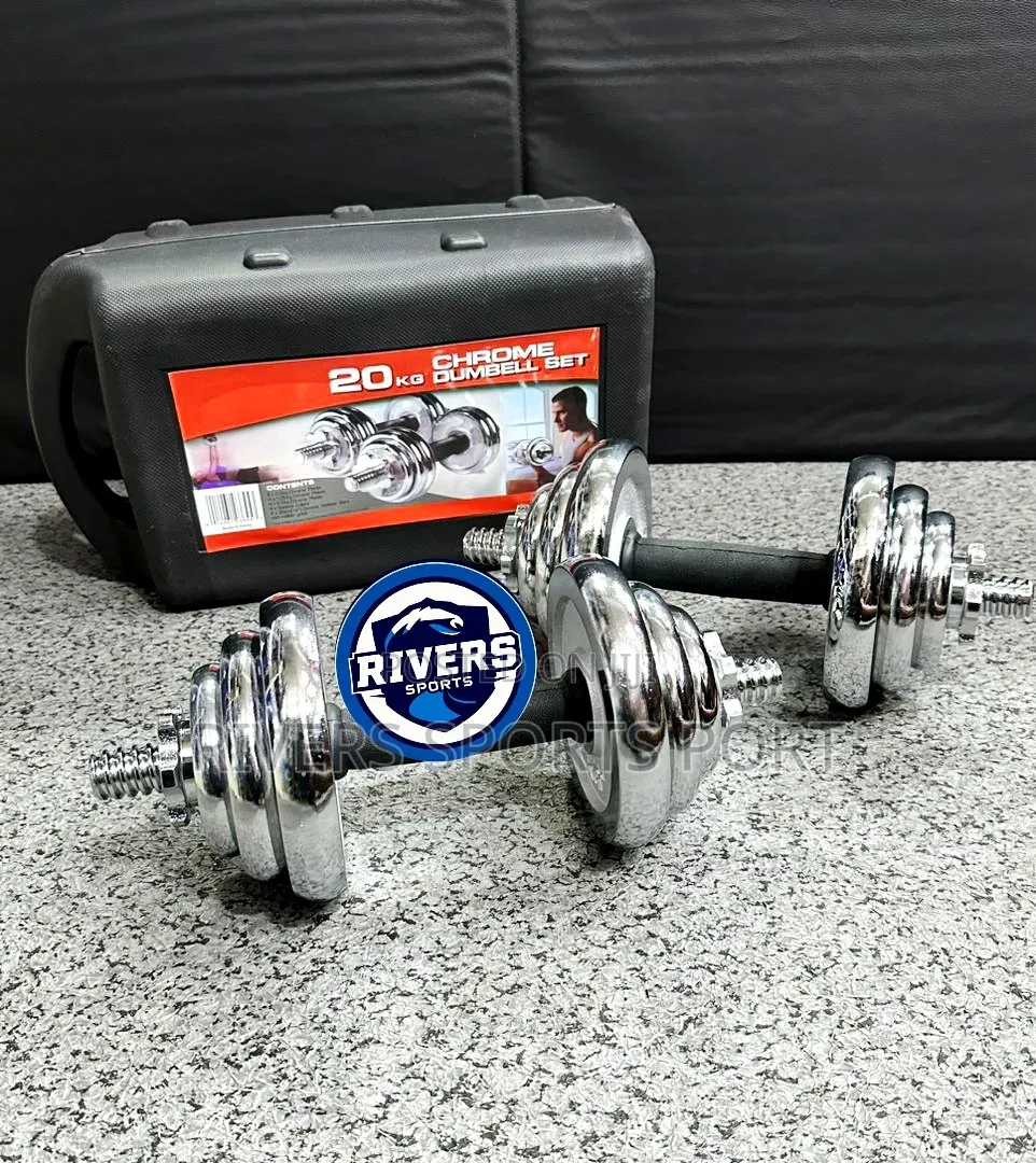 20kg Adjustable Chrome Dumbbell With Carry Case Box, Soft Grip Handles