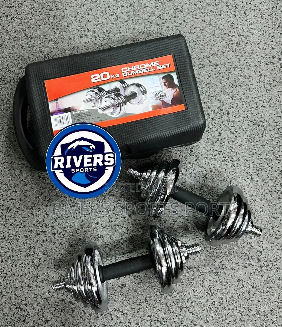20kg Adjustable Chrome Dumbbell With Carry Case Box, Soft Grip Handles