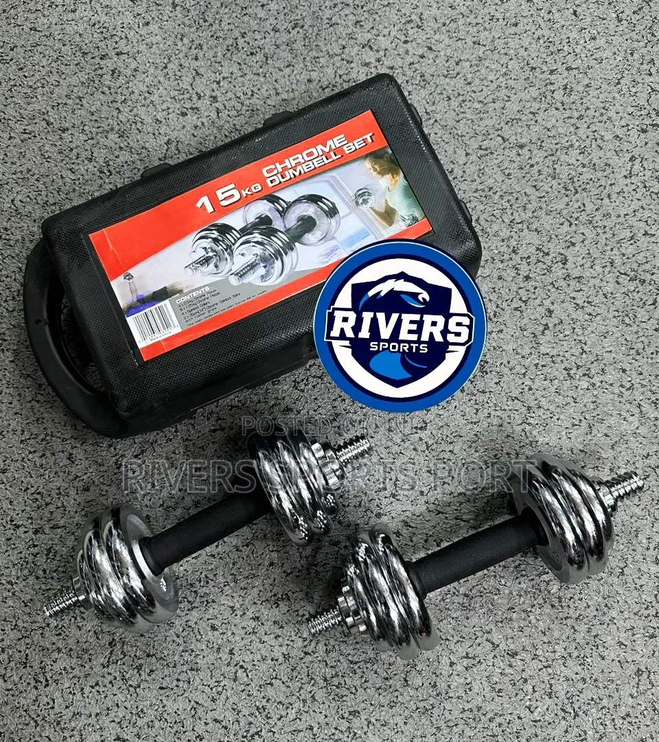 15kg Adjustable Chrome Dumbbell With Carry Case Box, Soft Grip Handles