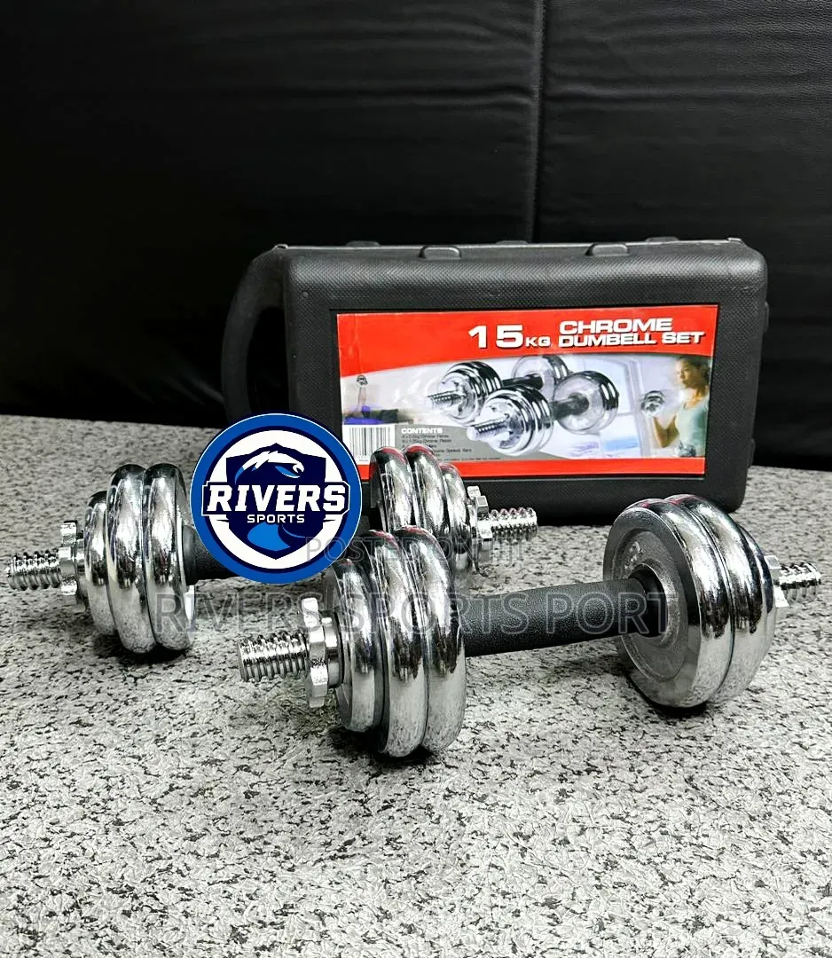 15kg Adjustable Chrome Dumbbell With Carry Case Box, Soft Grip Handles