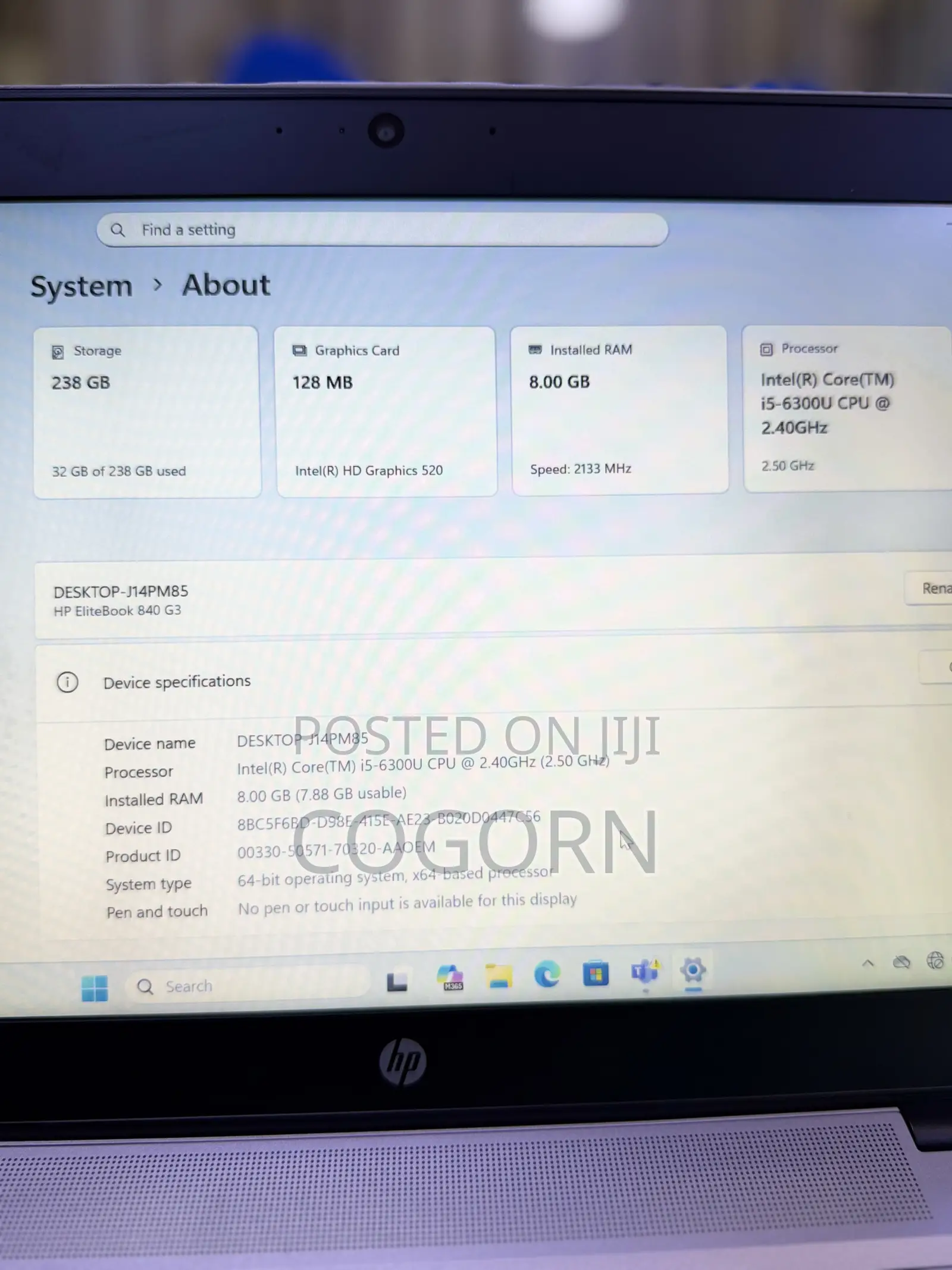 Laptop HP EliteBook 840 G3 8GB Intel Core i5 SSD 256GB