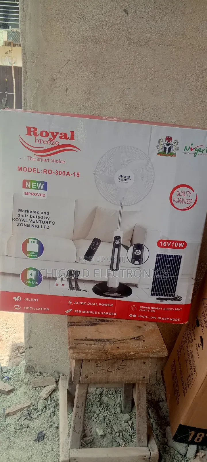 Original Royal Rechargeable Fan 18 Inches With Panel