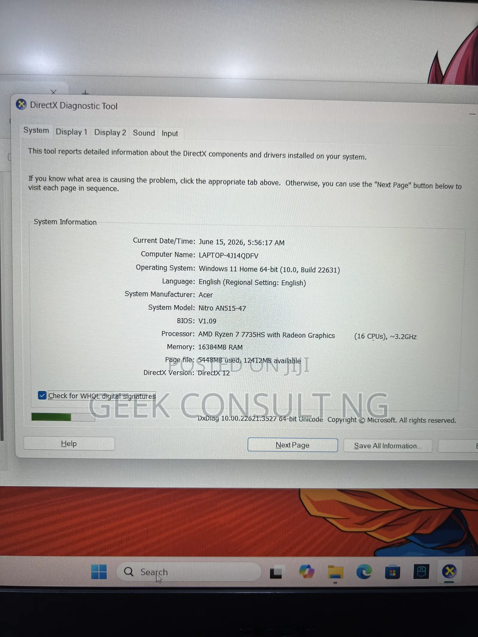 Laptop Acer Nitro 5 16GB AMD Ryzen 7 SSD 512GB