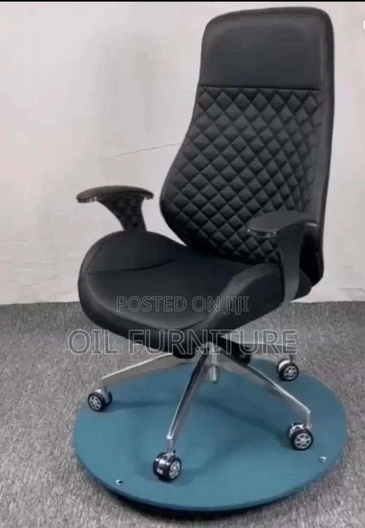 Premium Black Leather Ceo Office Chair With Chrome Base