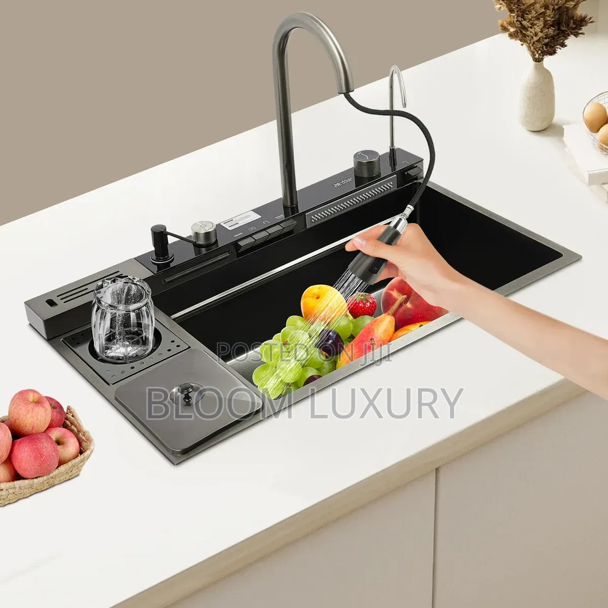Multifunctional Kitchen Sink With Waste Bin Bucket and Cupwasher