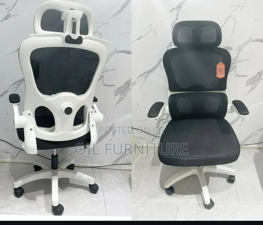 Premium Ergonomic Mesh Executive Office Chair - White Black