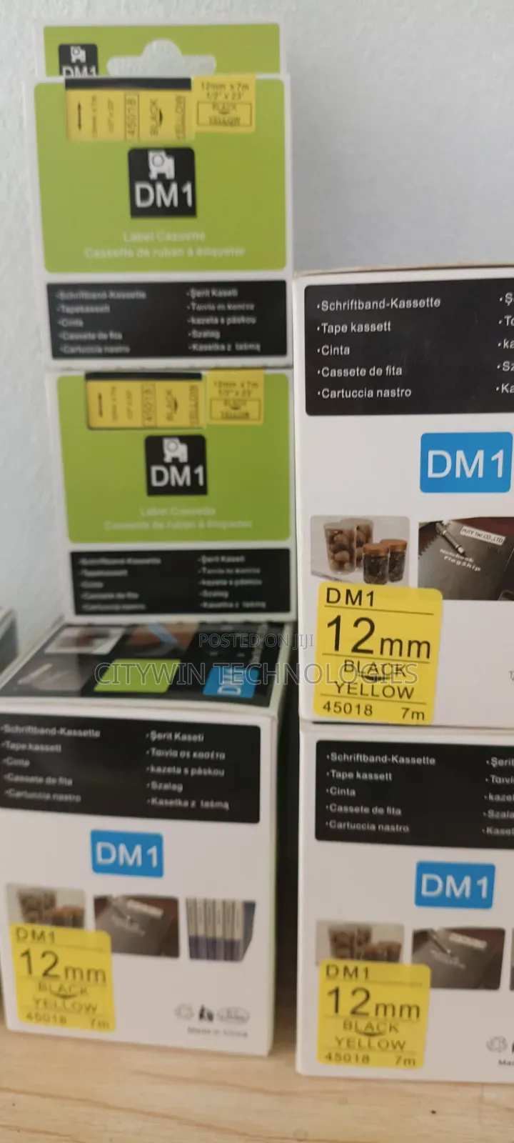 Dymo 12mm Back On Yellow Tape