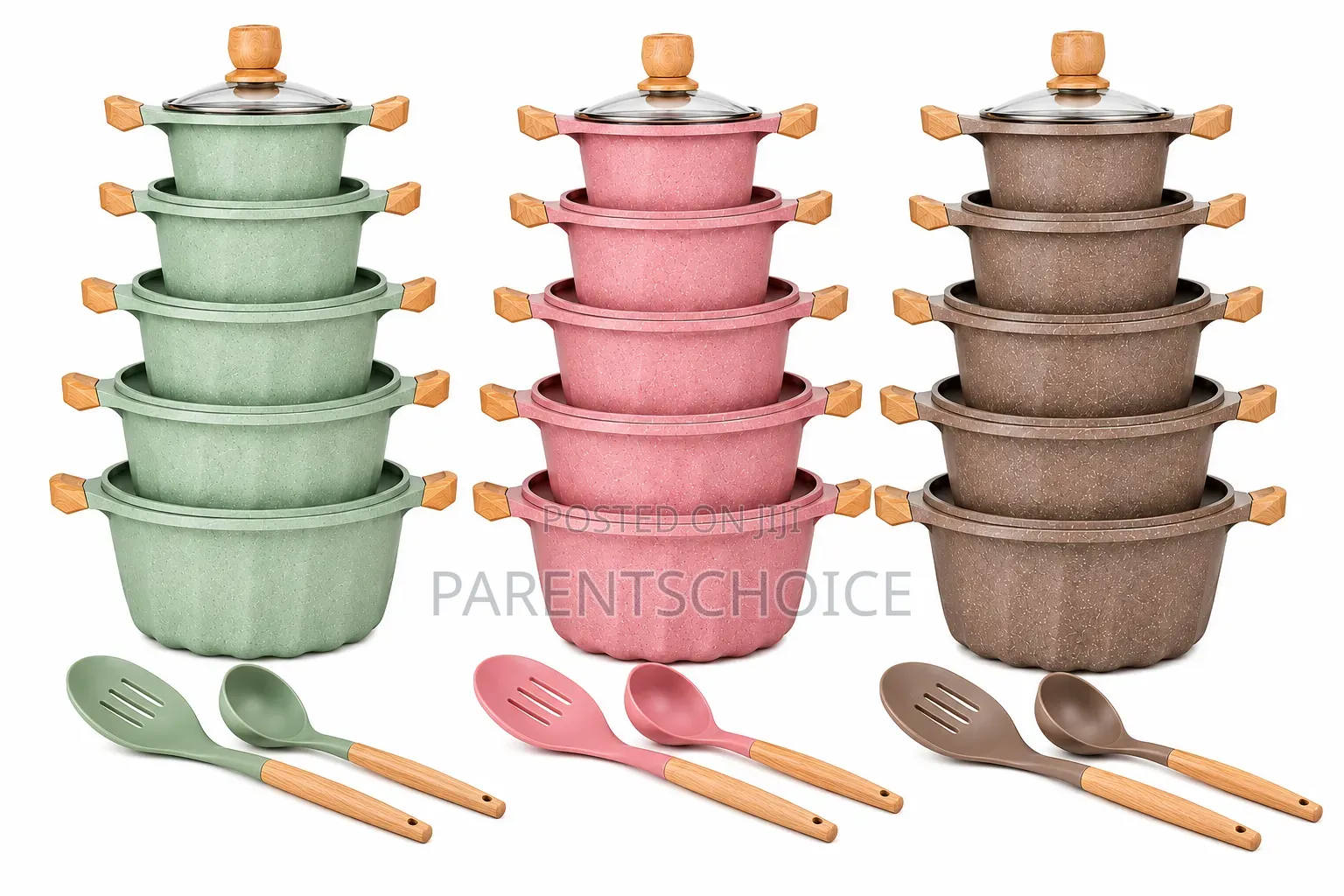 Mgg 12pcs Die-cast Aluminum Cookware Set-5pcs Pot + Lids + 2pcs Spoon