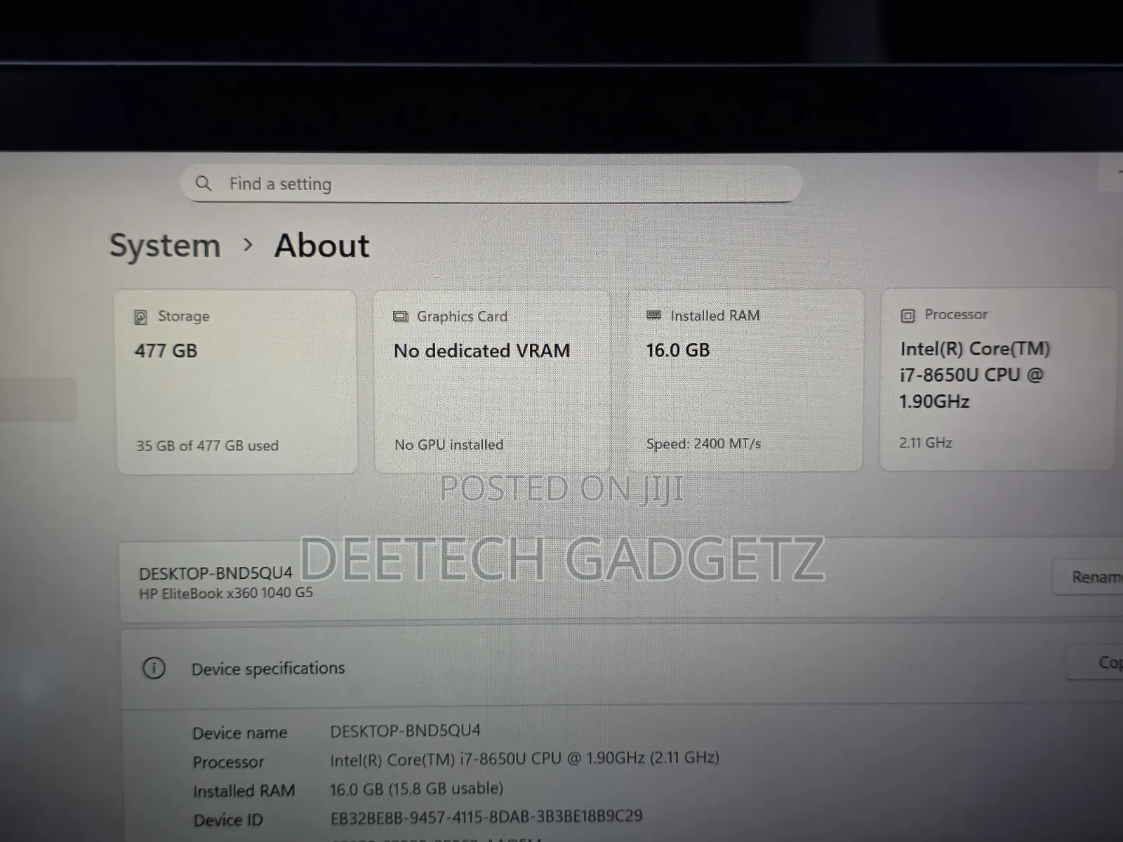 Laptop HP EliteBook x360 1040 G5 16GB Intel Core i7 SSD 512GB