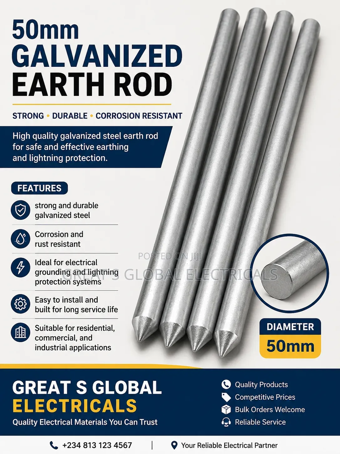50mm Galvanized Earth Rod