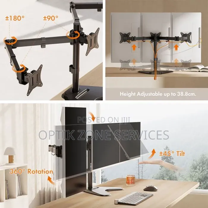 Triple Arm Monitor Stand Durable Strong