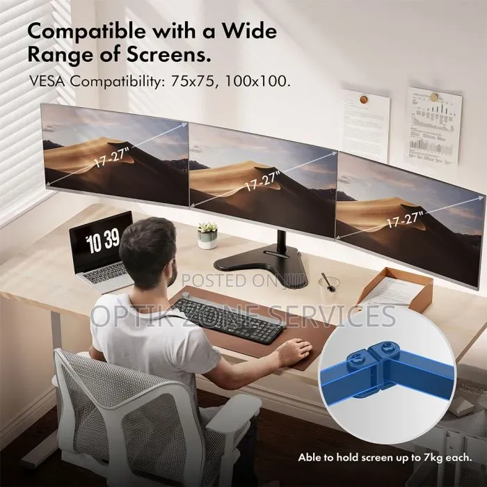 Triple Arm Monitor Stand Durable Strong