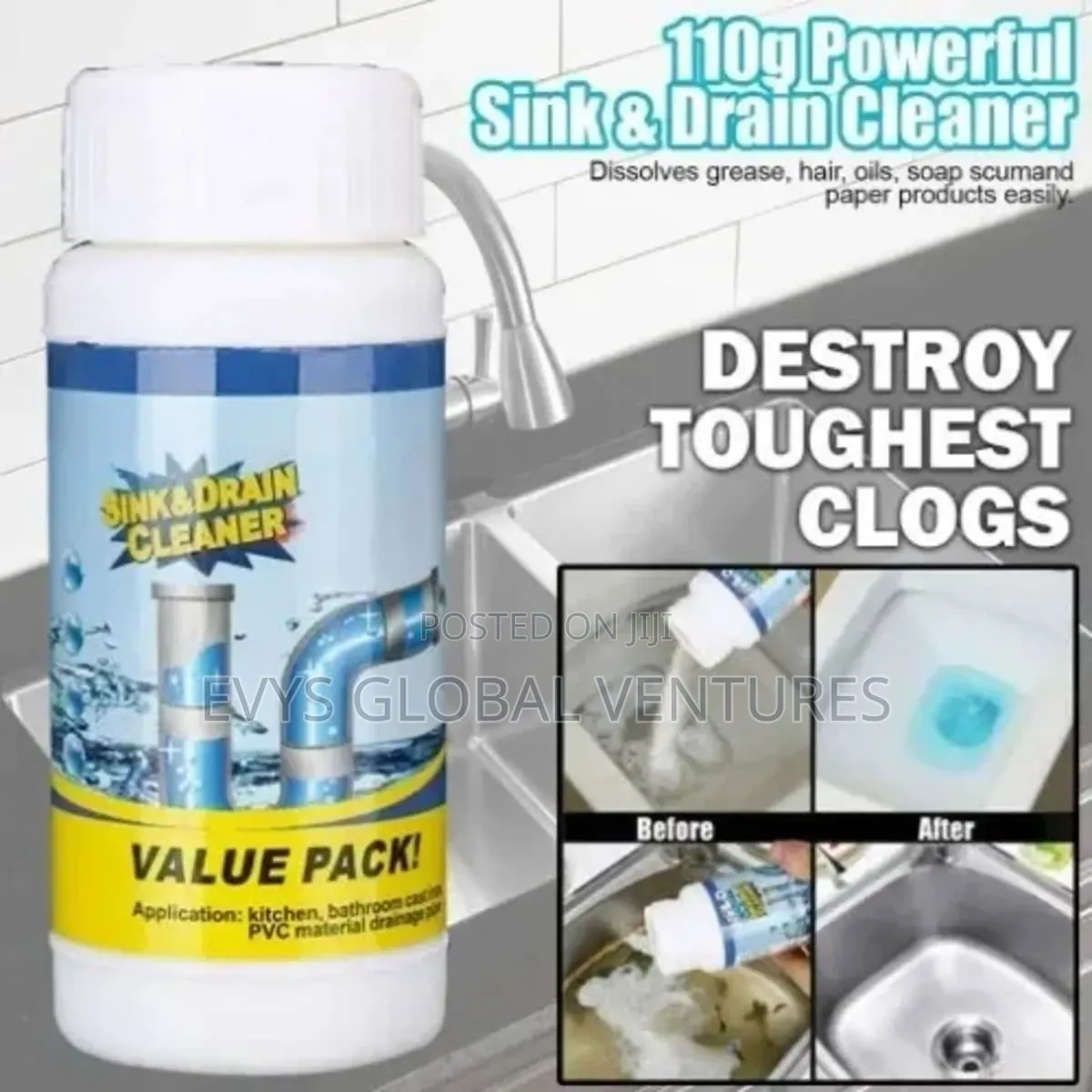 Sink and Drain Agent Cleaning Powder