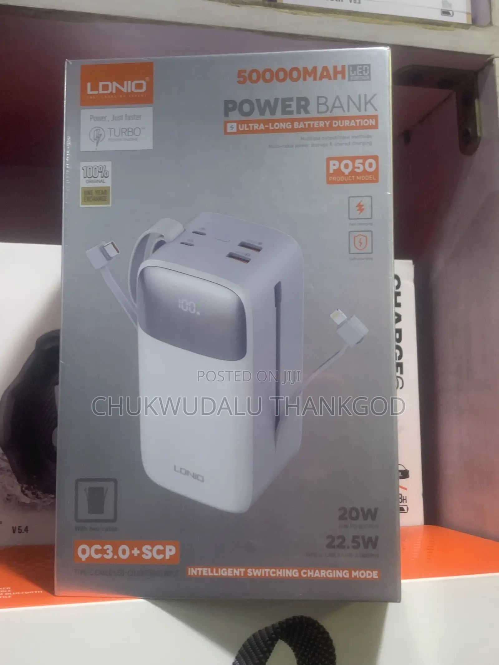 Ldnio 50000ma Fast Type-C iPhone Inbuilt Cable Power Bank