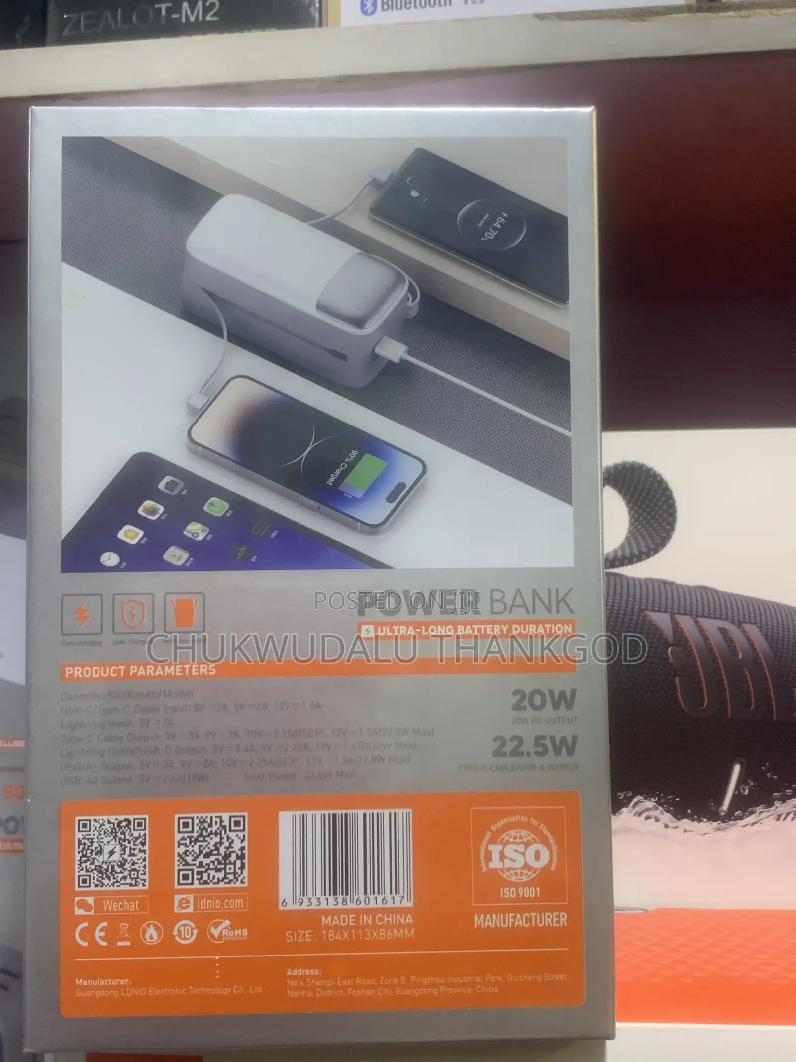 Ldnio 50000ma Fast Type-C iPhone Inbuilt Cable Power Bank