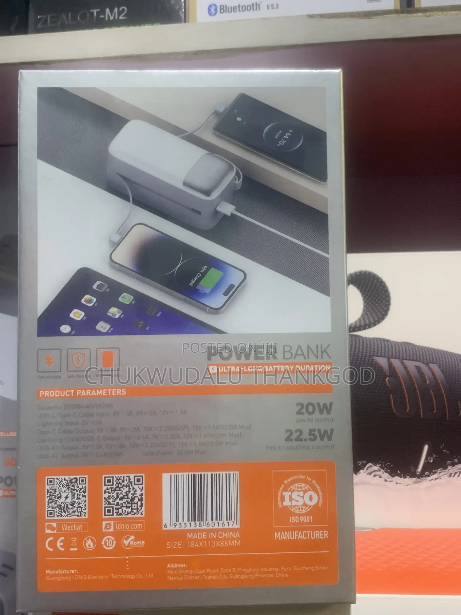 Ldnio 50000ma Fast Type-C iPhone Inbuilt Cable Power Bank