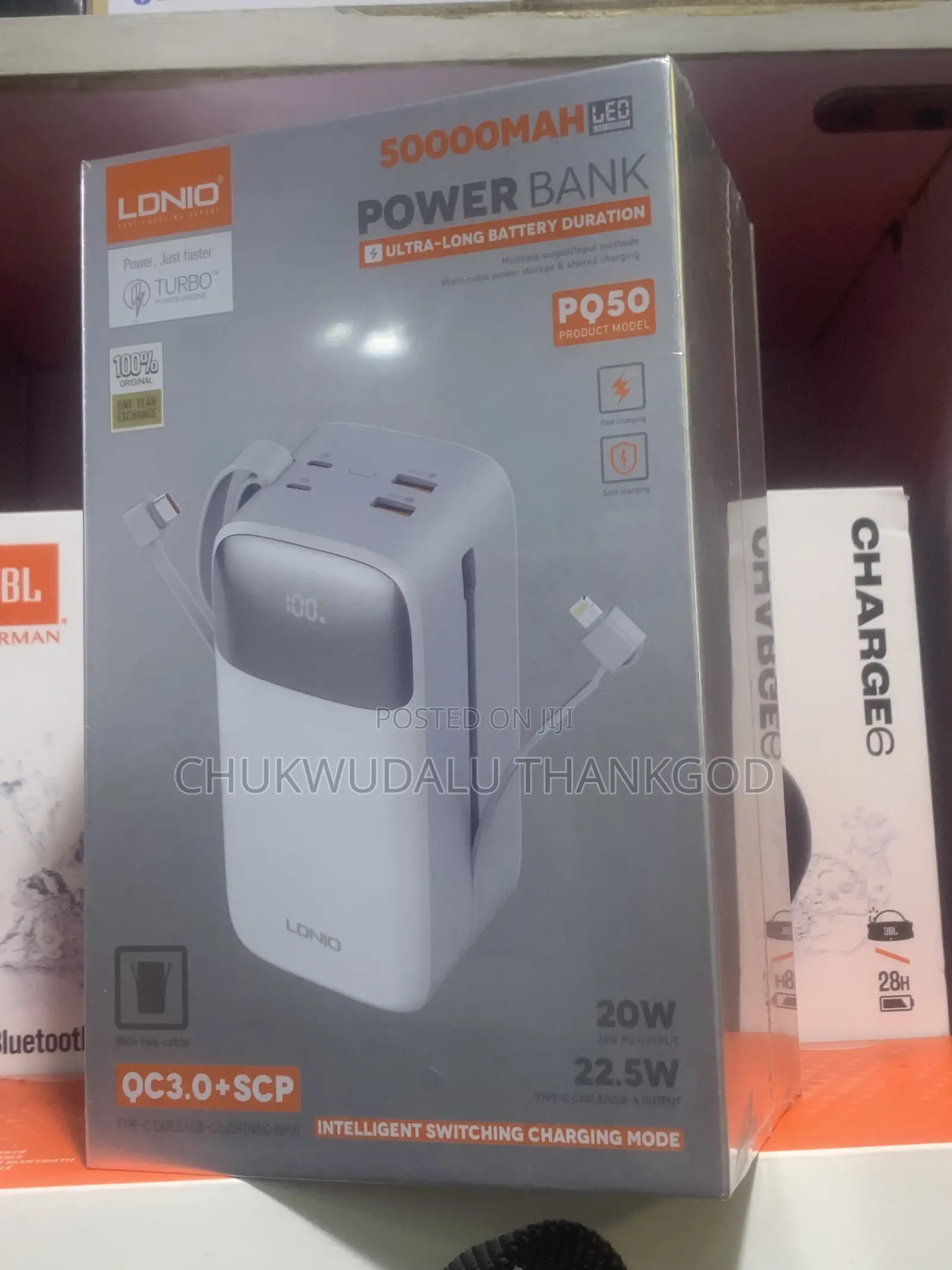 Ldnio 50000ma Fast Type-C iPhone Inbuilt Cable Power Bank