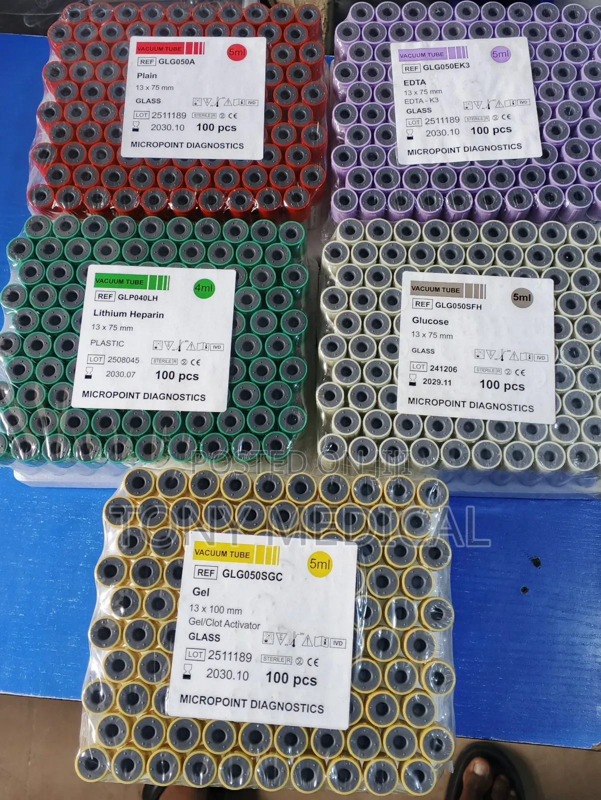 Blood Collection Tubes} Edta Plain Glucose Lithium SST Vacuum