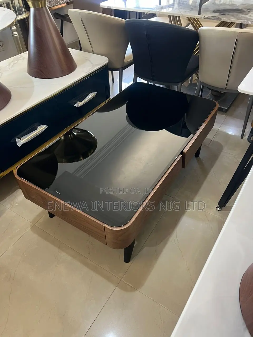 Wooden and Glass Top Center Table