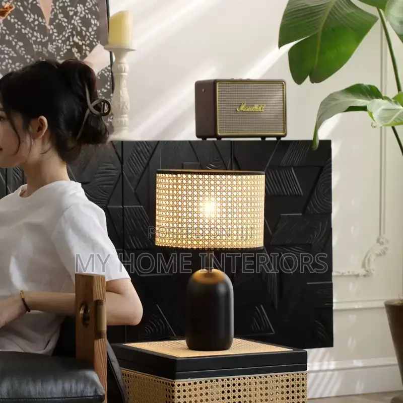 Japanese Rattan Table Lamp