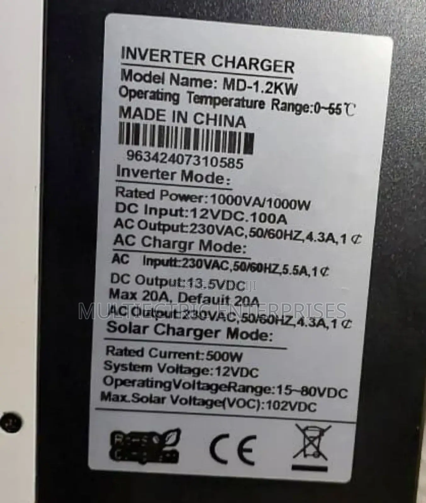 1.2kva Hybrid Inverter Md 1.2kw 12vdc