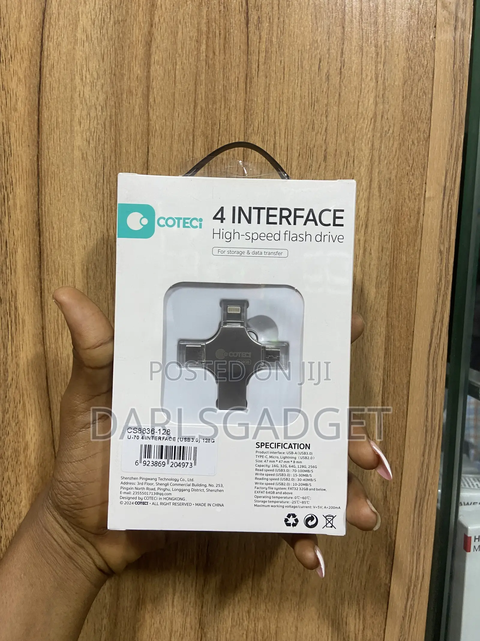 Coteci 128gb 4-in-1 High-Speed Usb Flash Drive for Phones Pc