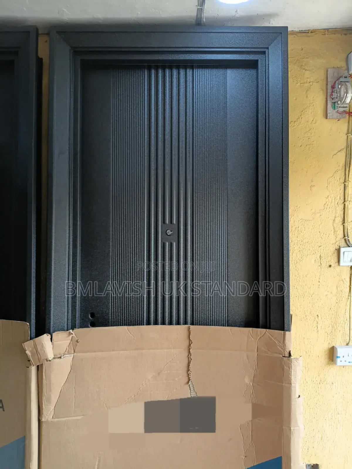 3ftx8ft Black Steel Security Door With Lines