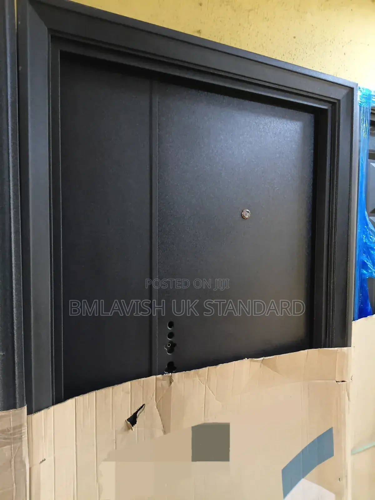 4ft Water-Resistant Plain Black Steel Security Door