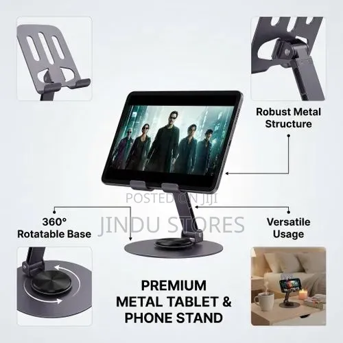 Metal Phone Tab Stand, 360° Rotating Foldable