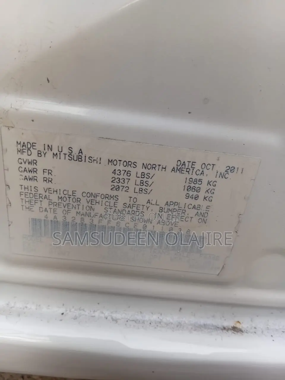 Mitsubishi Galant SE 2011 White