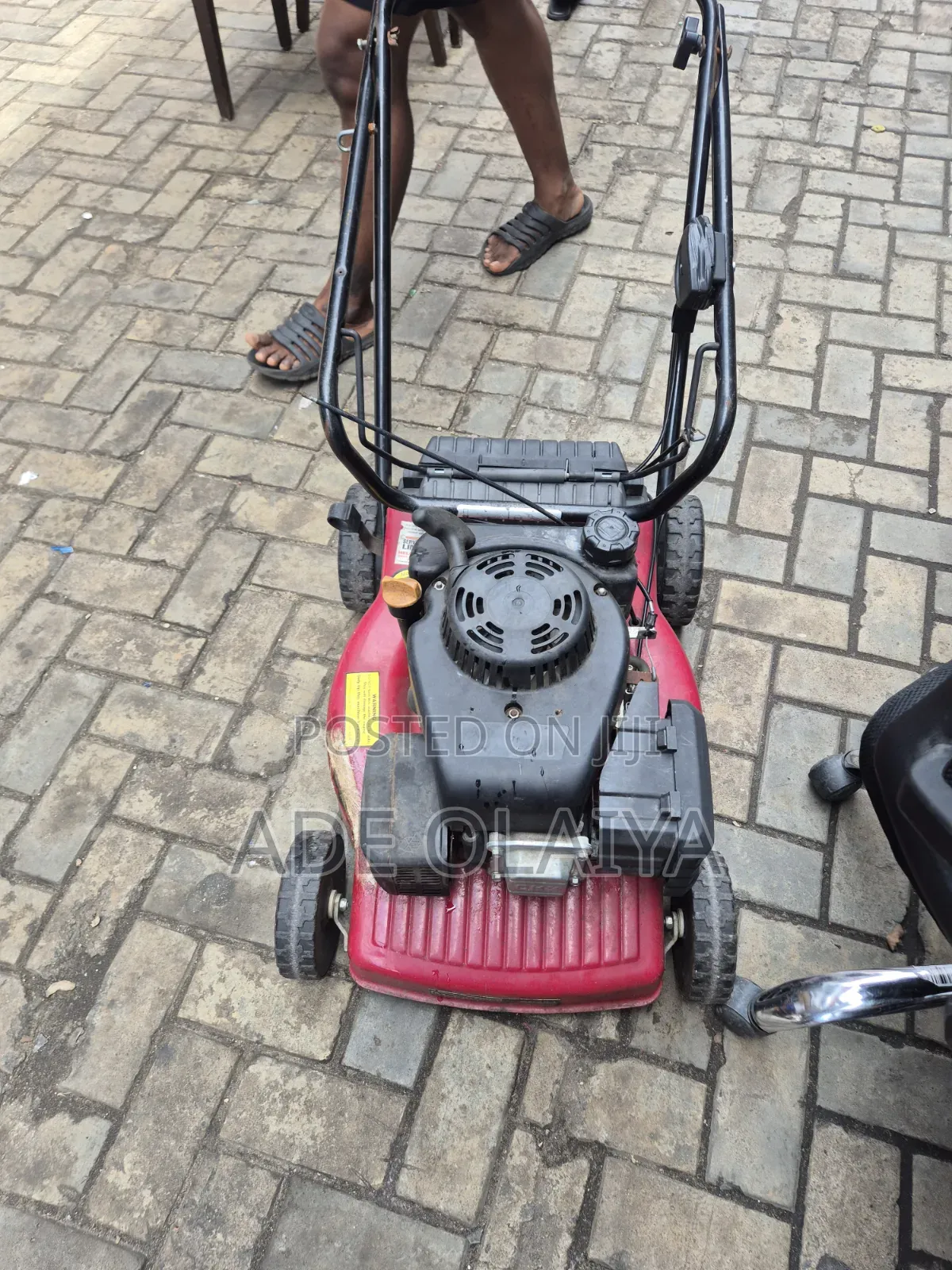 Red Petrol-Powered Rotary Lawnmower
