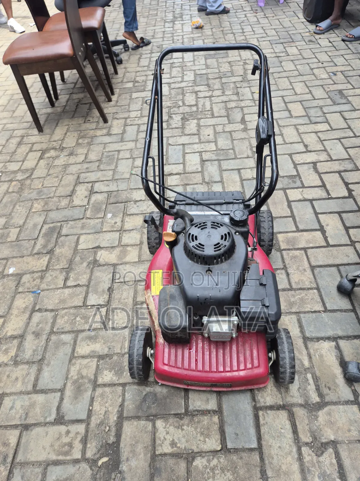 Red Petrol-Powered Rotary Lawnmower