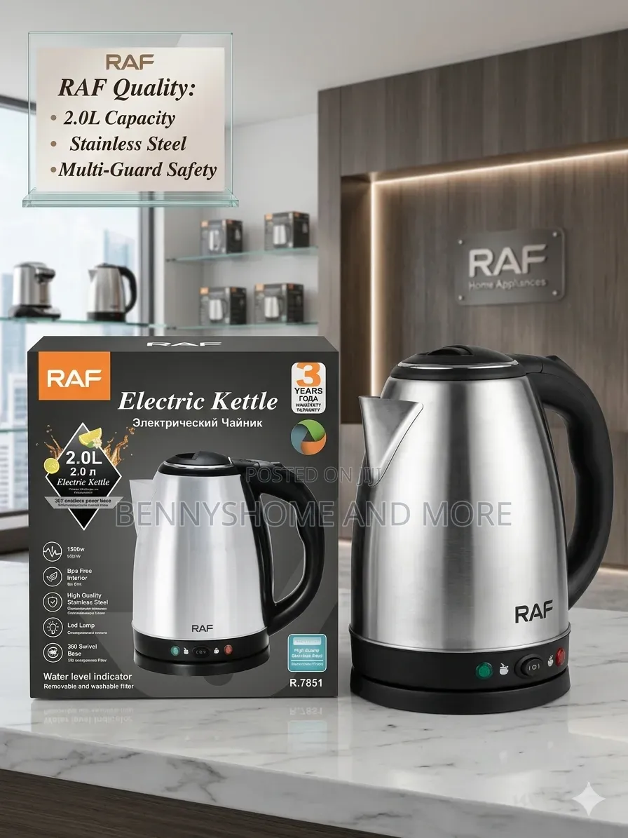 Raf Electric Kettle
2 Litre
Plastic and Stainless