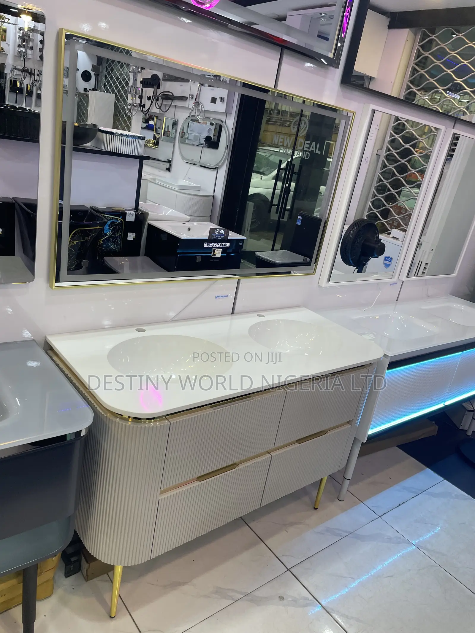 Modern Fluted Double-Sink Bathroom Vanity Set