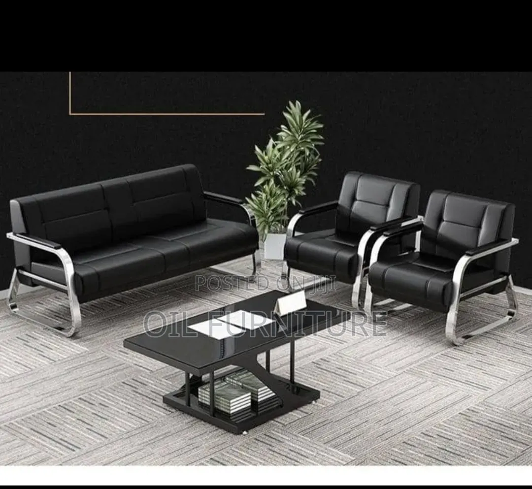 Luxury Executive Office Sofa Set Sled Base Visitor Chai