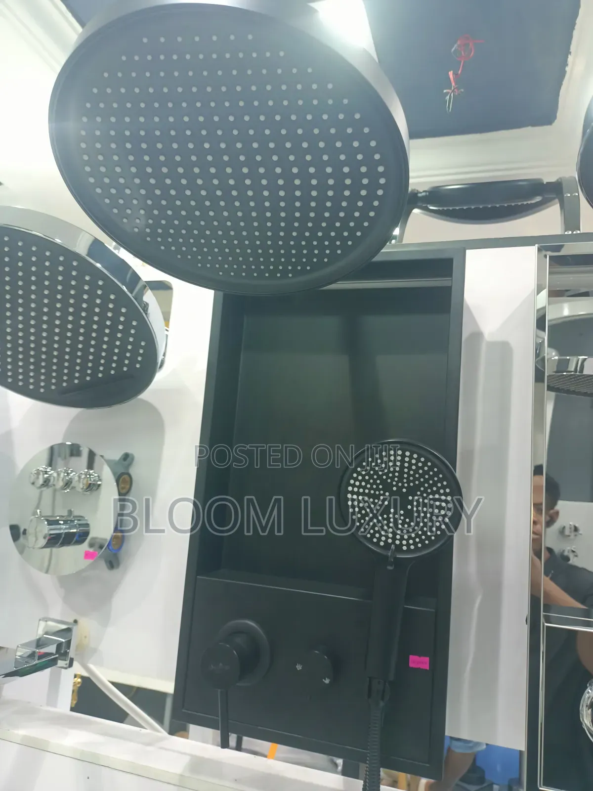 Quality Conduit Shower Panel With Shelve Matte Black