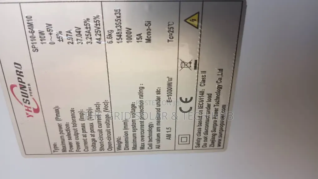 Brand New 110w Monocrystalline Solar Panel (44v)