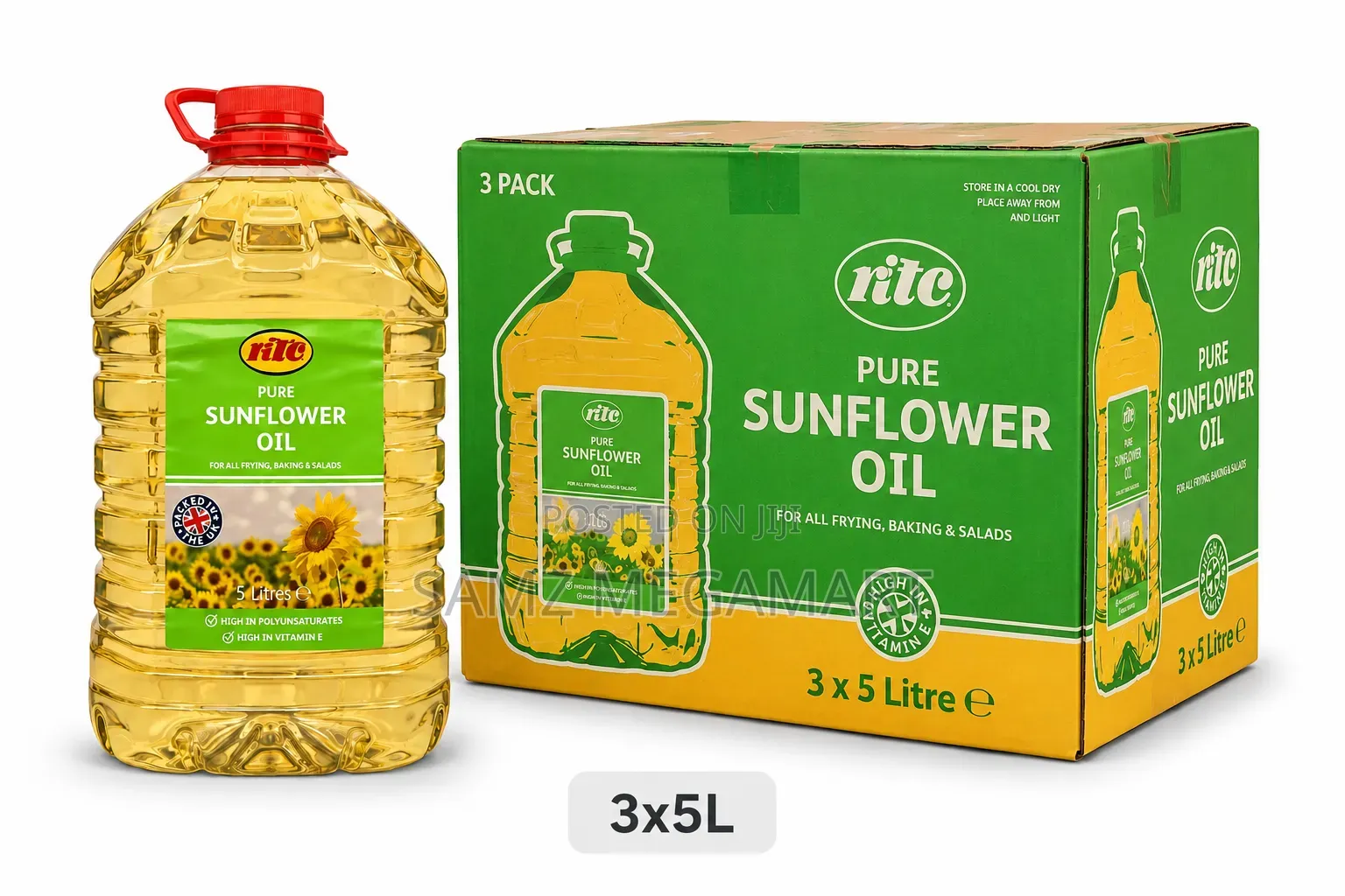 KTC Pure Sunflower Oil 3x5l