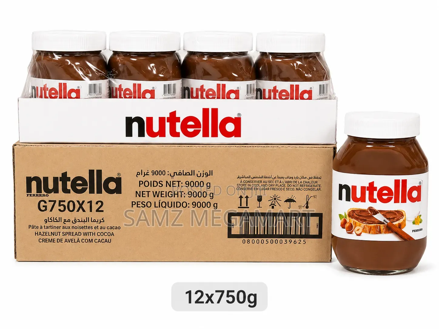 Nutella Hazelnut Spread With Cocoa 12x750g