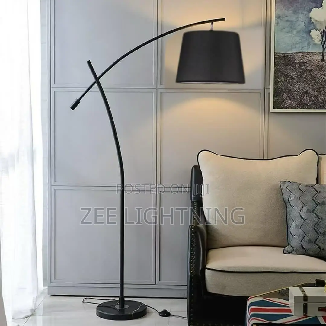 Standing Side Lamps With White and Black Shade
