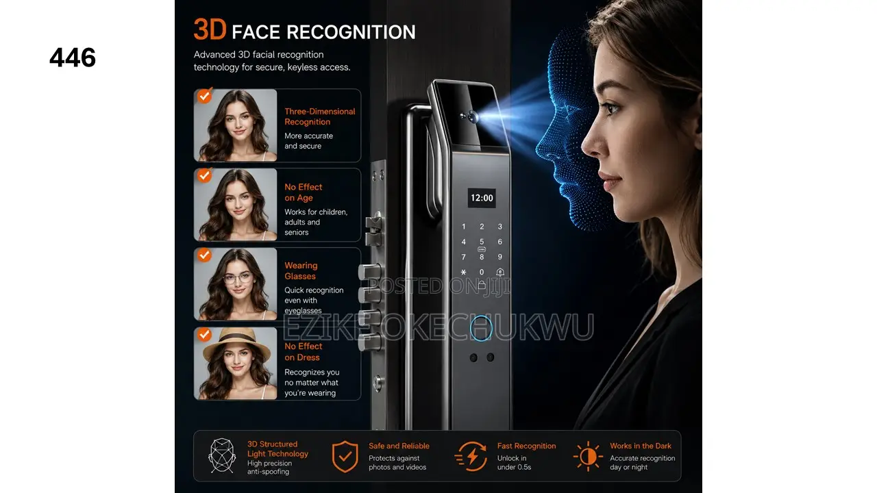 Smart Fingerprint Door Lock With Camera, 3d Face Recognition Door Lock