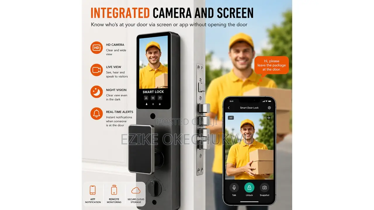 Smart 3d Face Recognition , Intercome, Home Front Door Security Lock