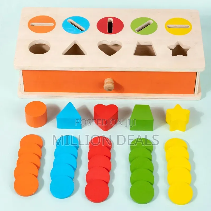 Montessori 10-Hole Wood Coin Box Educational Toy Ages 3+
