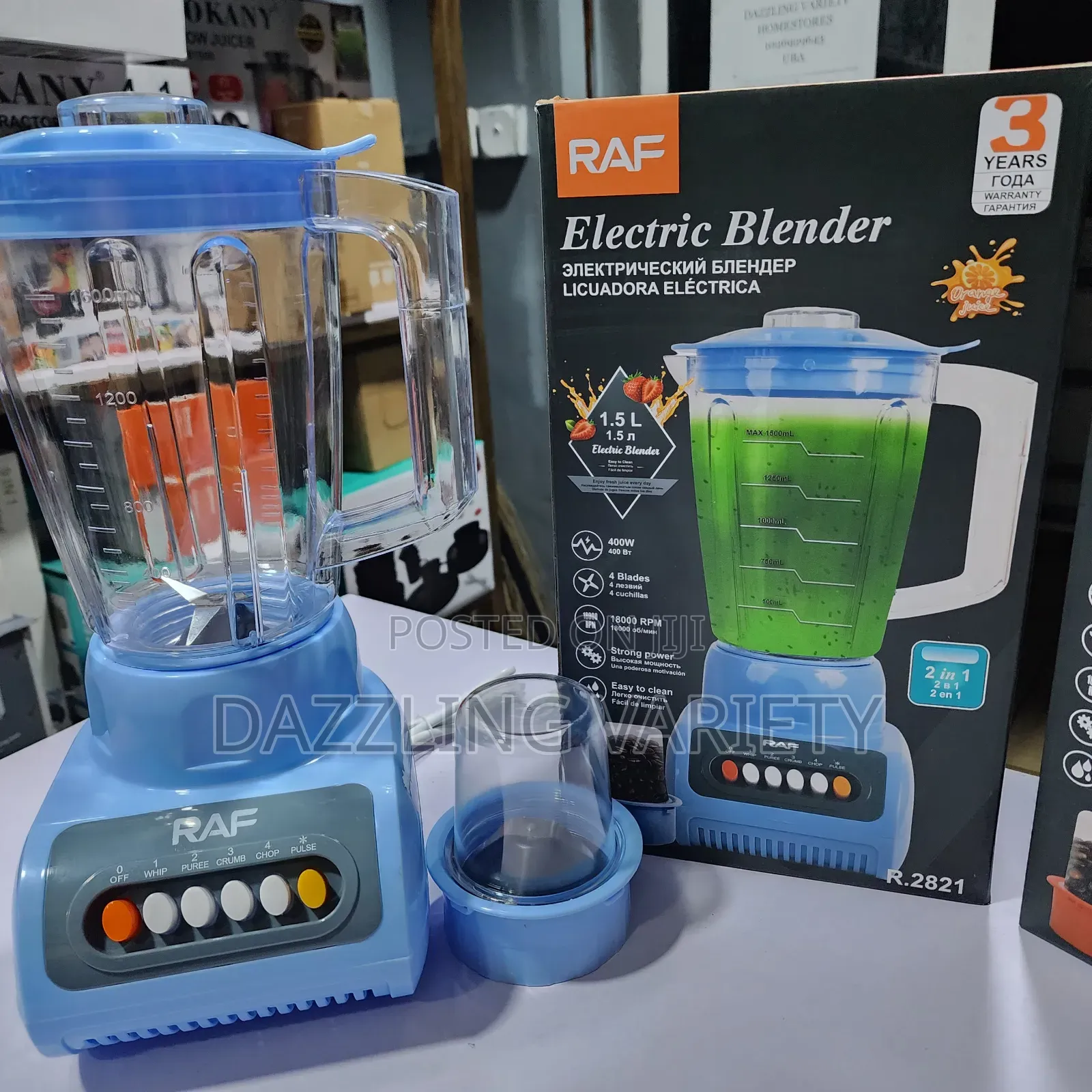 2-in-1 Raf 1.5liters Durable Electric Blender