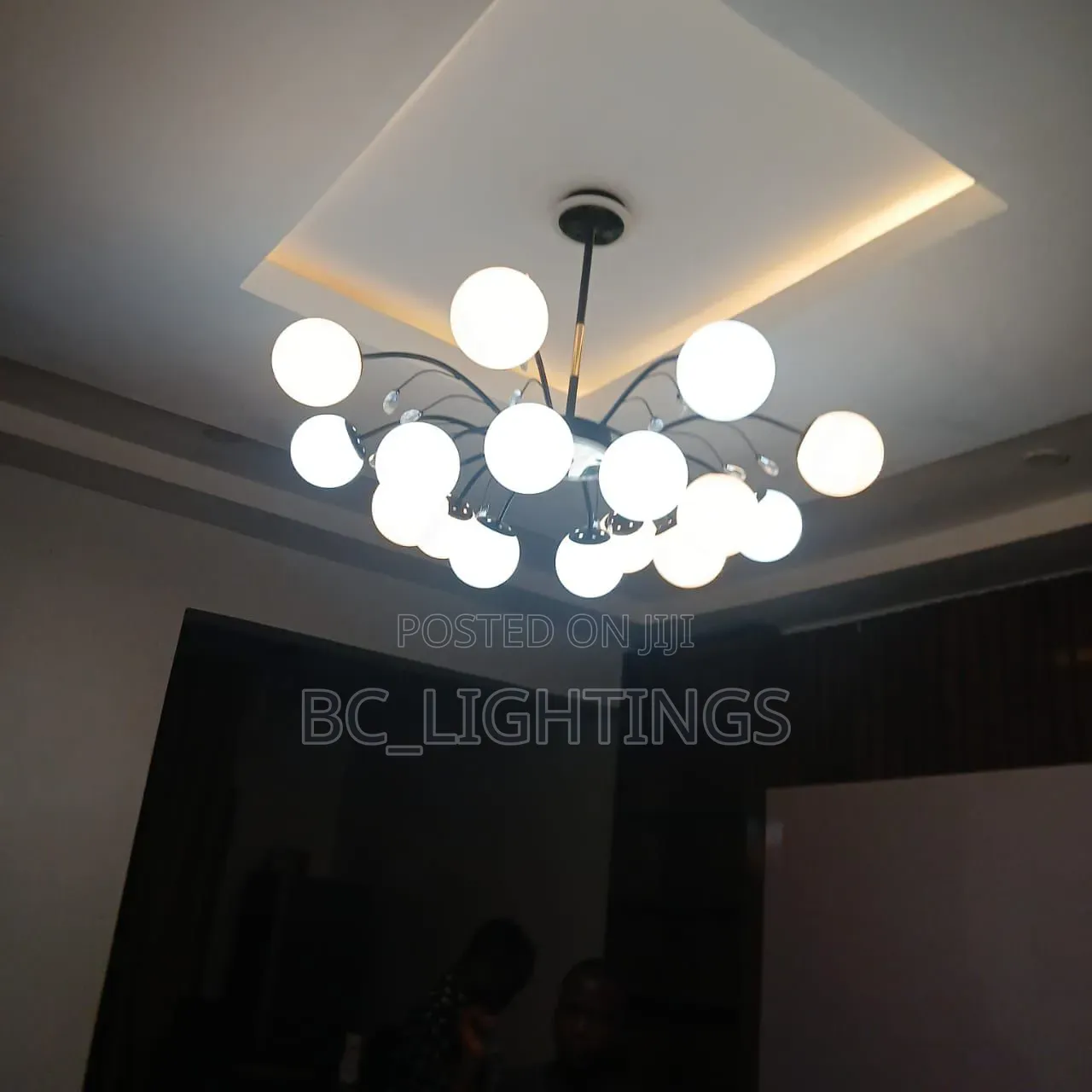 Modern Luxury Glass Ball Chandelier Led Black Lamp Clear Star