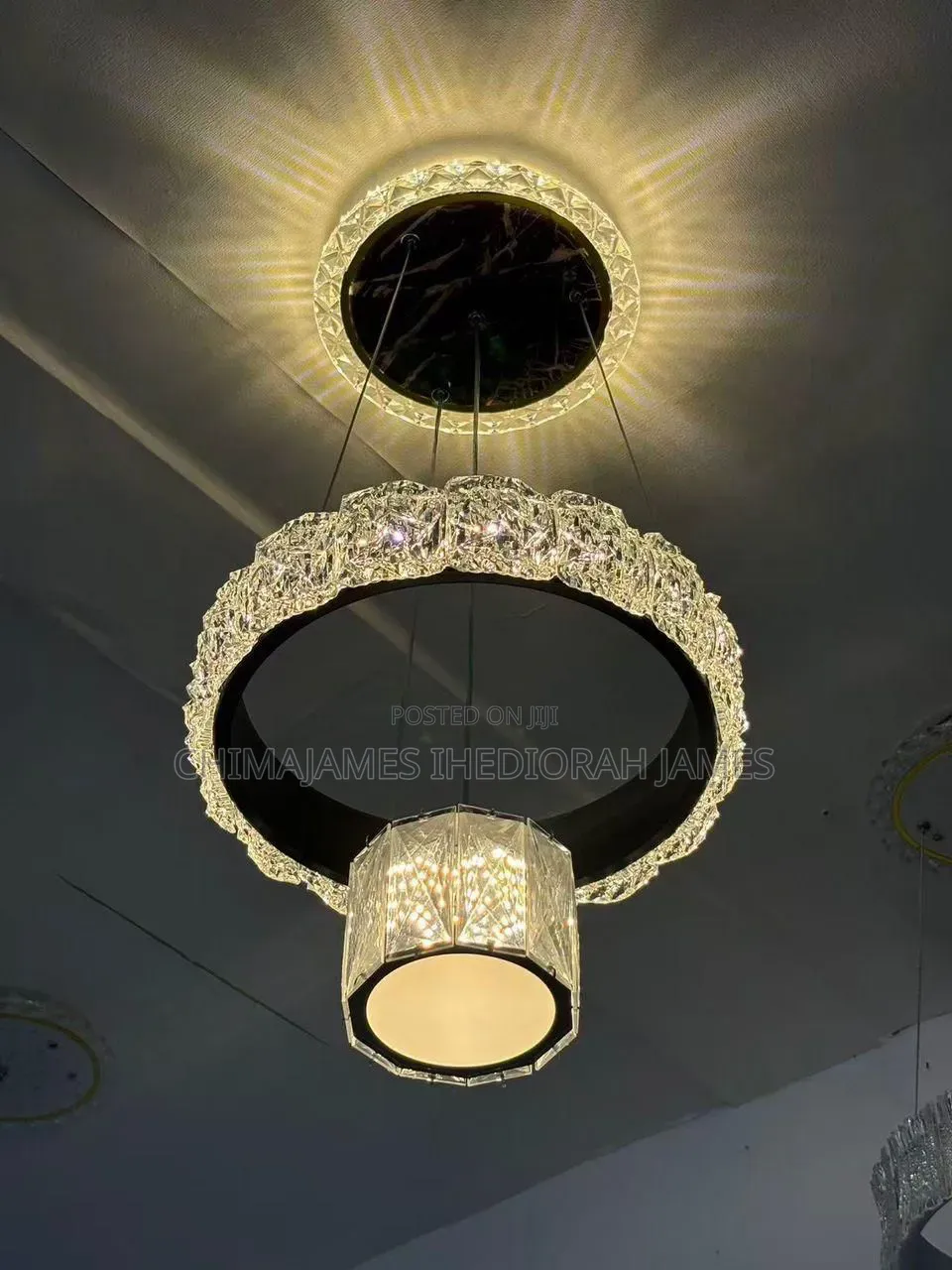 Luxury Led Aisle Light Acrylic Black White Gold Pendant Lamp for Bedro