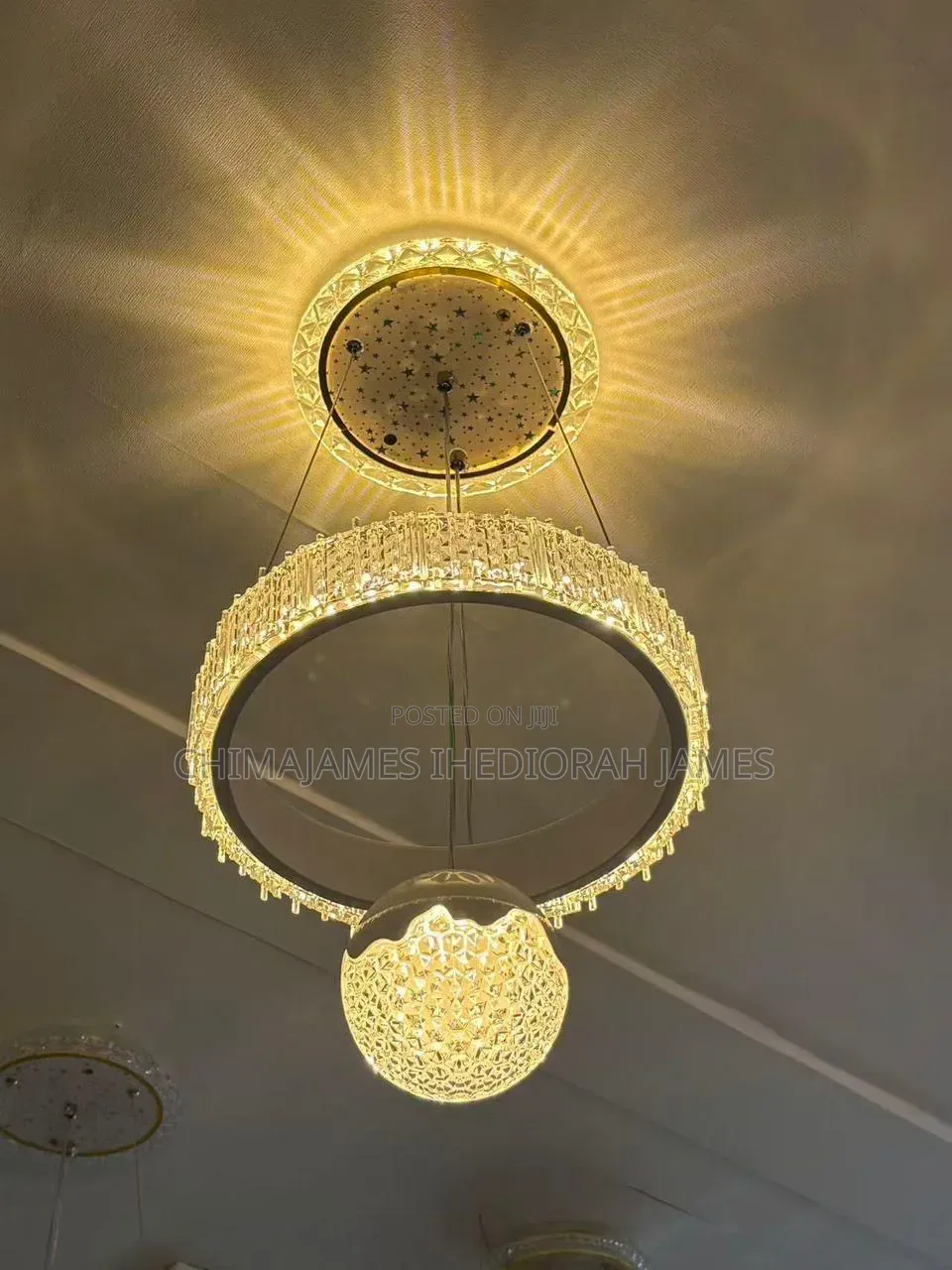 Luxury Led Aisle Light Acrylic Black White Gold Pendant Lamp for Bedro