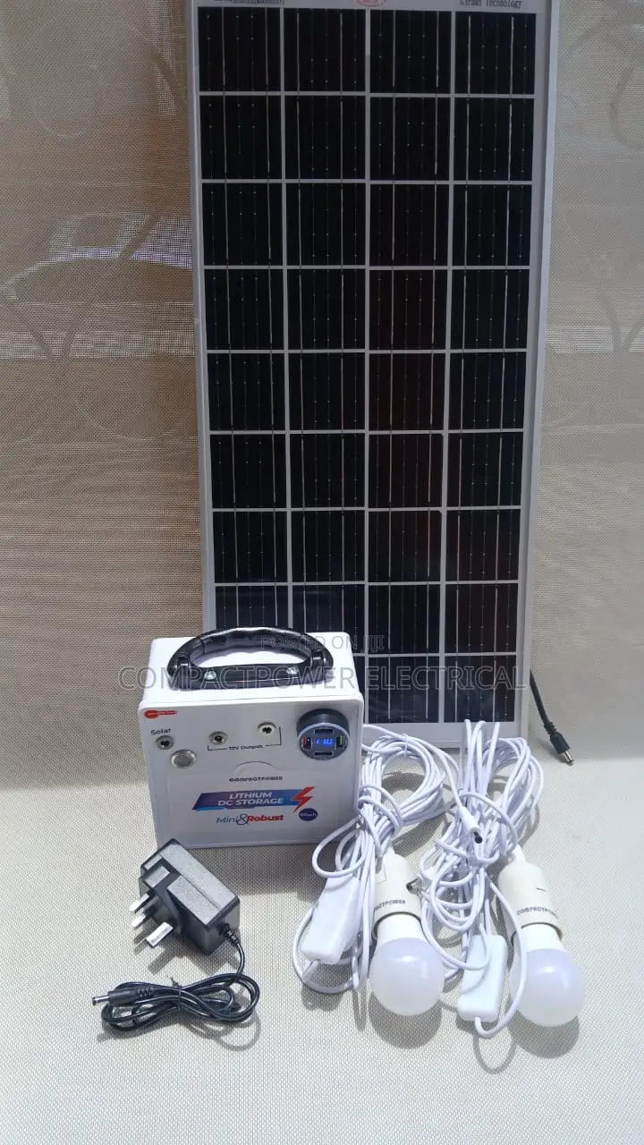60wh Solar Lighting Kits With 2x5watts Bulbs and 30watt Solar Panel